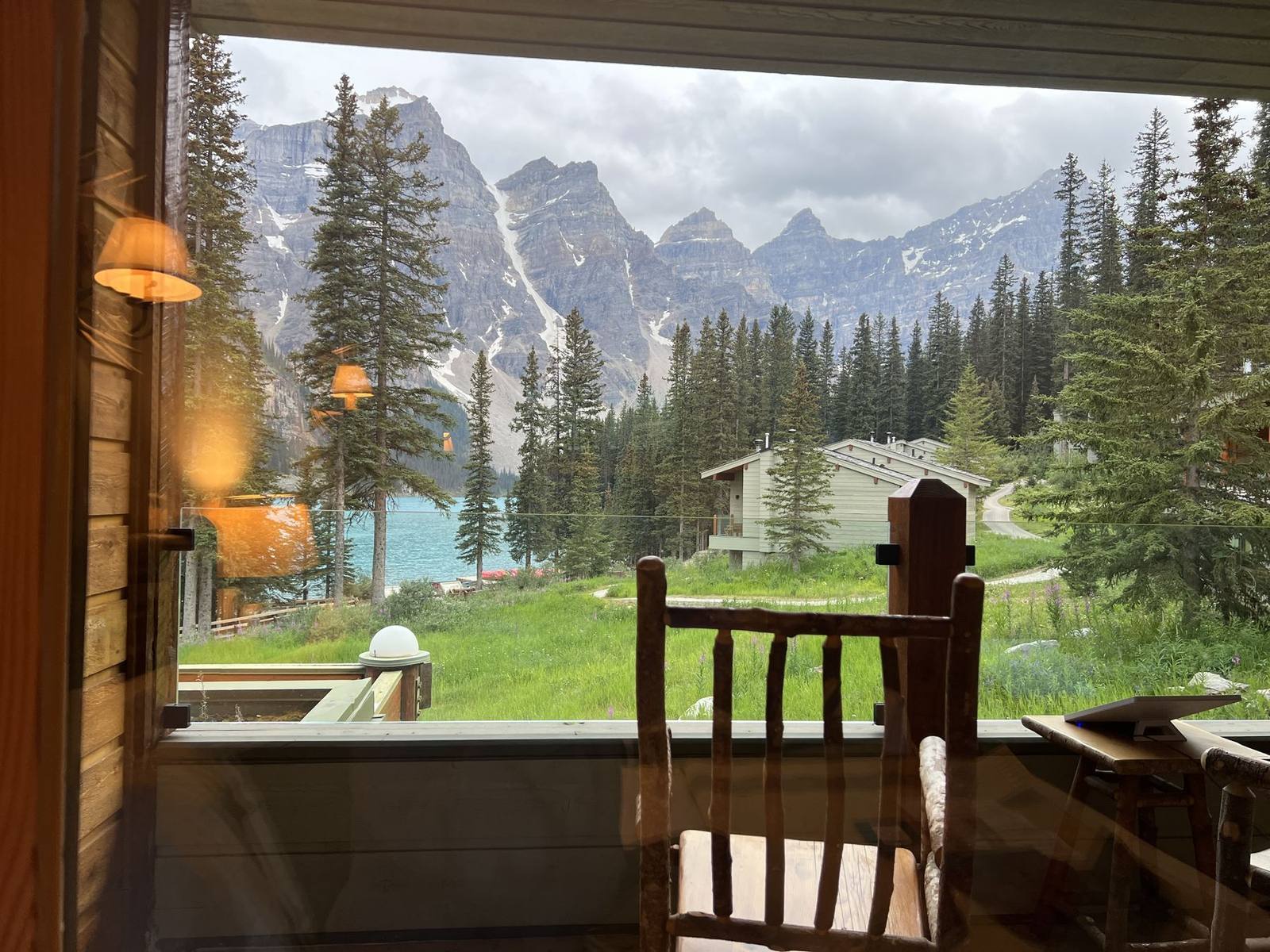 View from a room at Moraine Lake Lodge
