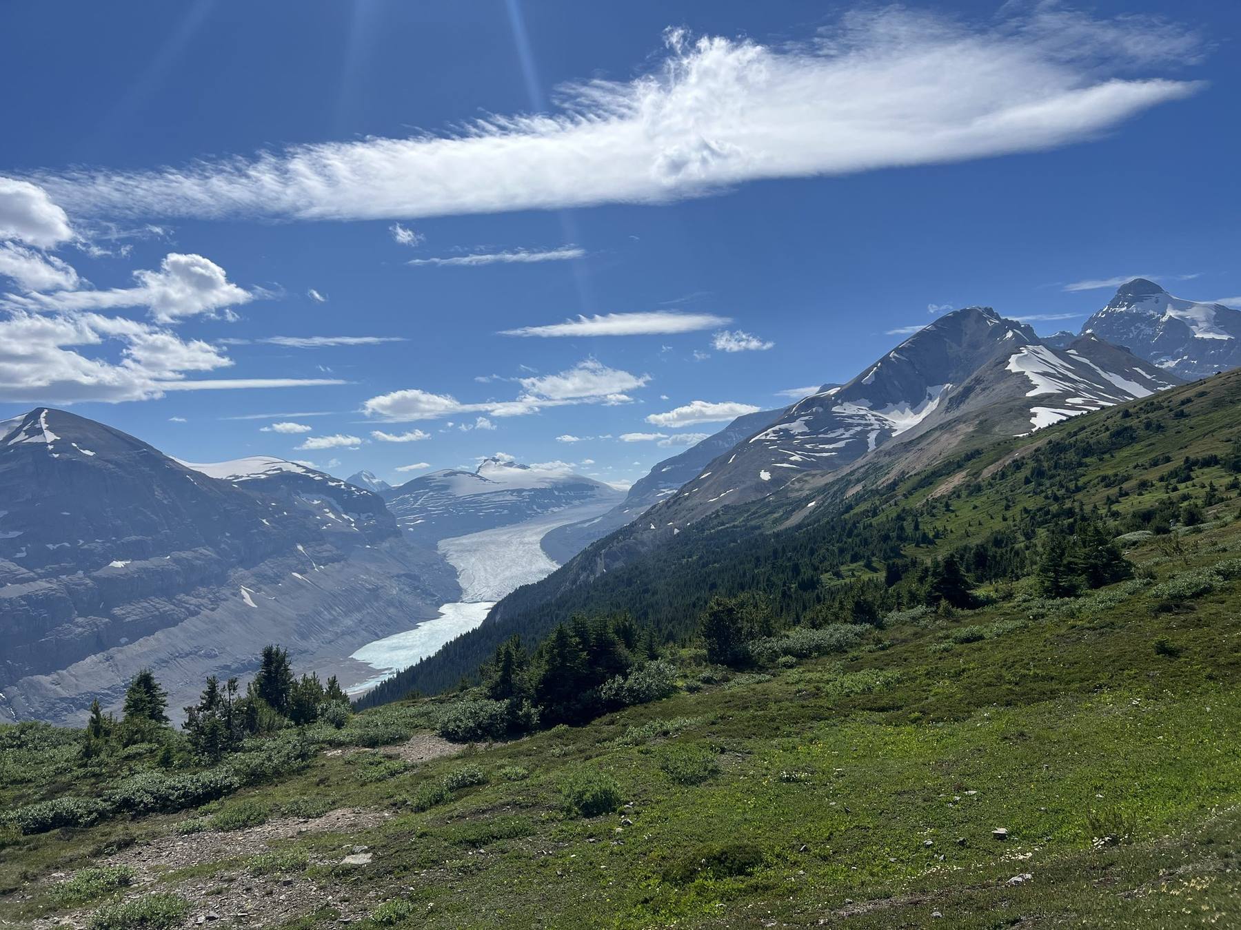 Saskatchewan Glacier and valley from Parker Ridge