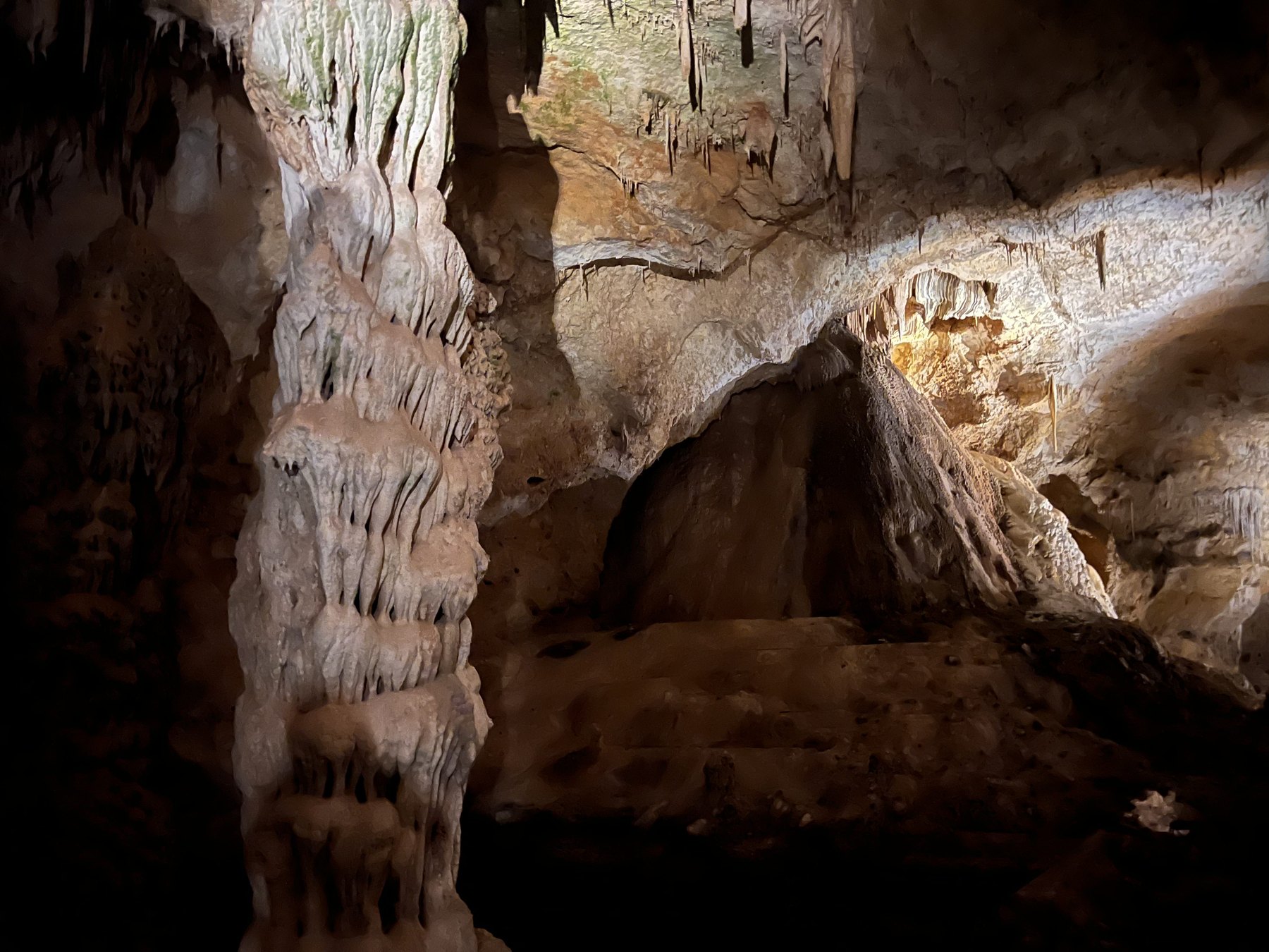 Illuminated formations inside Carlsbad Cavern