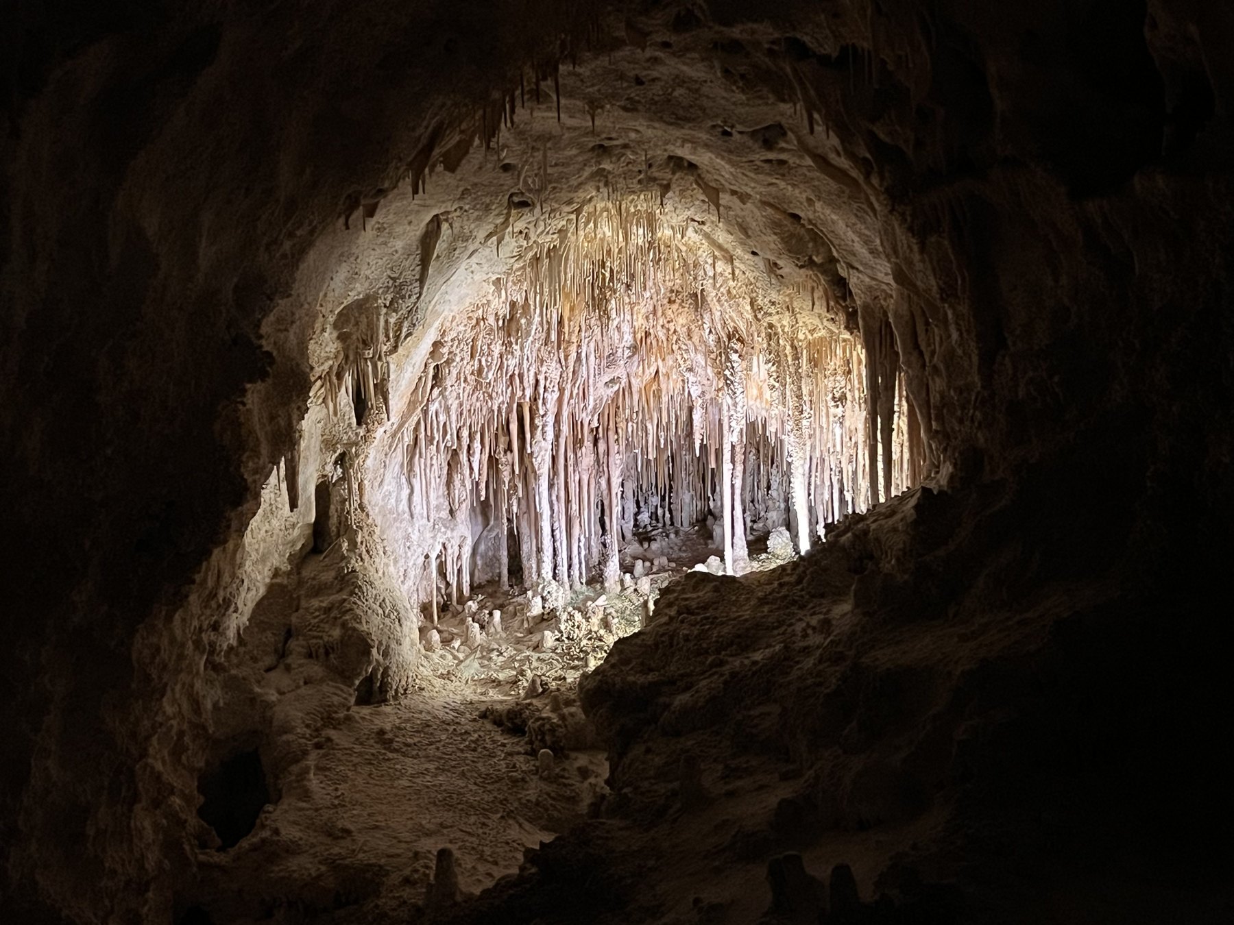 Curated lighting on cave formations at Carlsbad Caverns