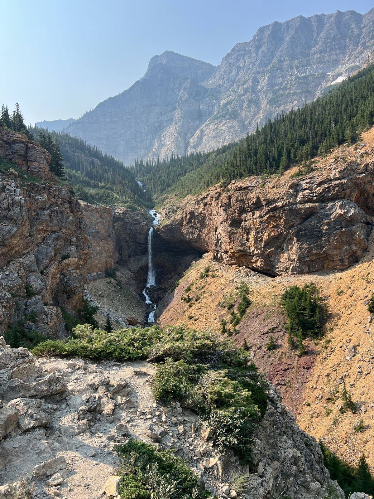 Waterfall along the Crypt Lake trail