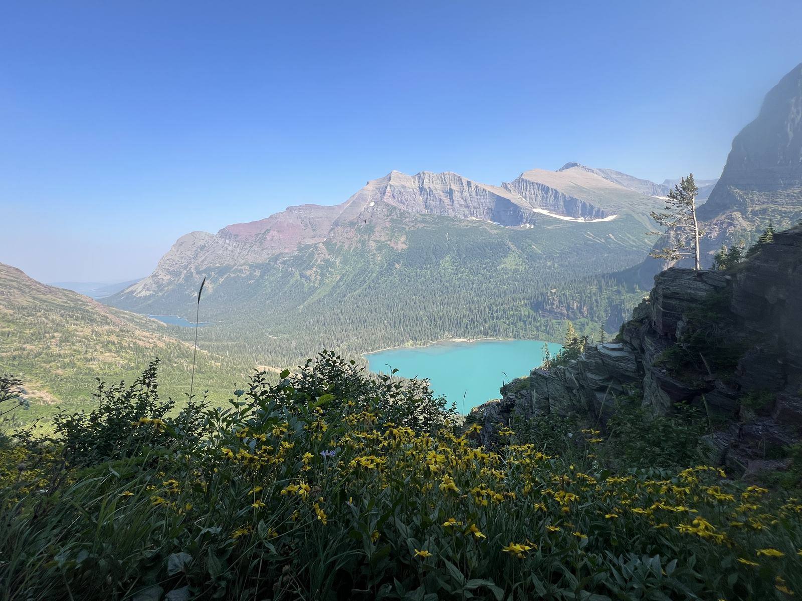 Grinnell Glacier trail lake and mountain views