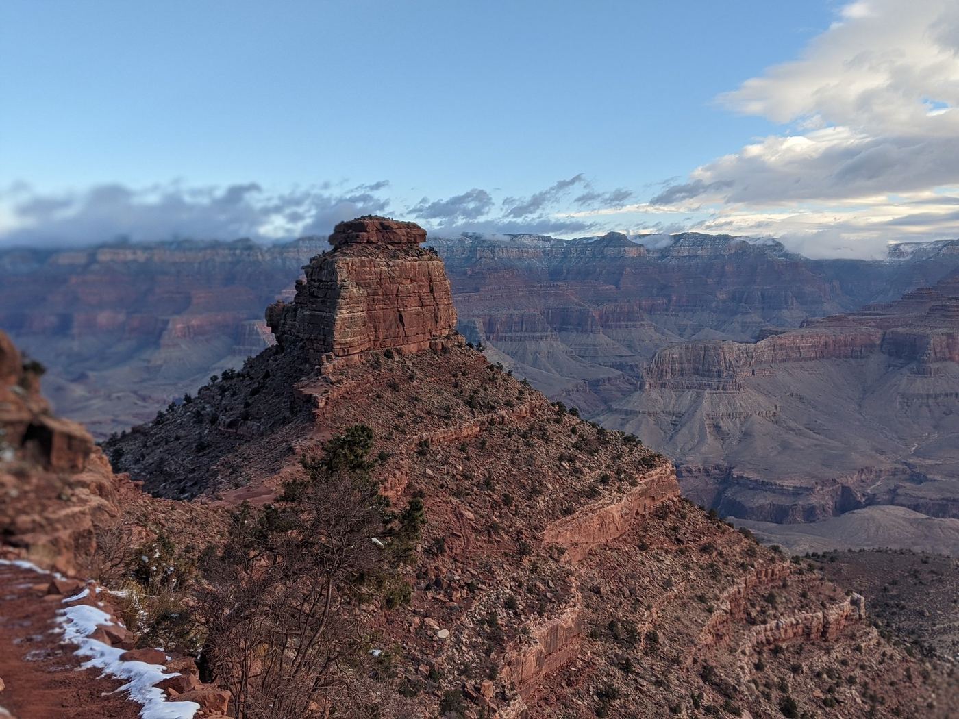 Layered Grand Canyon formations viewed from above