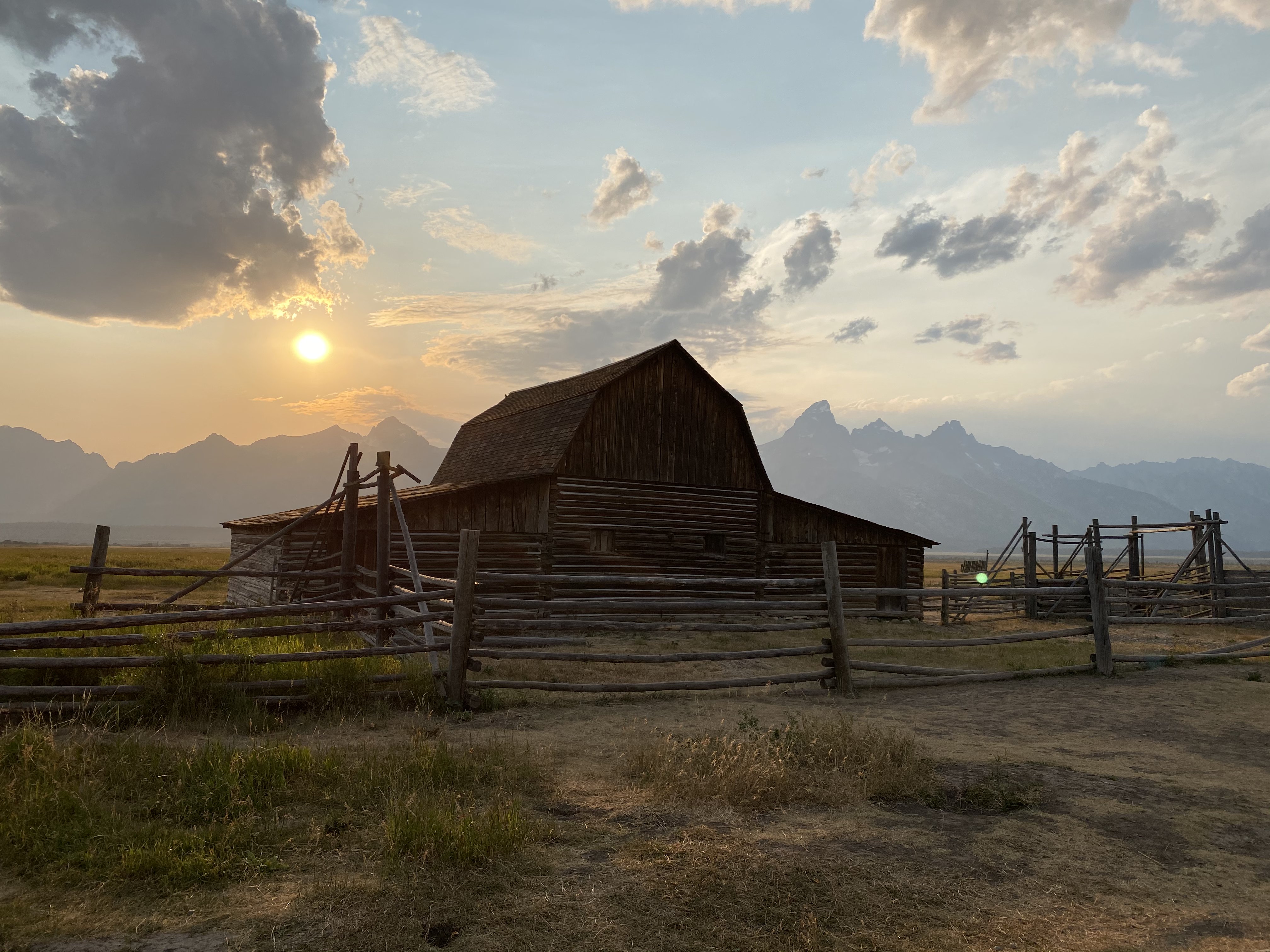 Historic barn and Tetons at Mormon Row