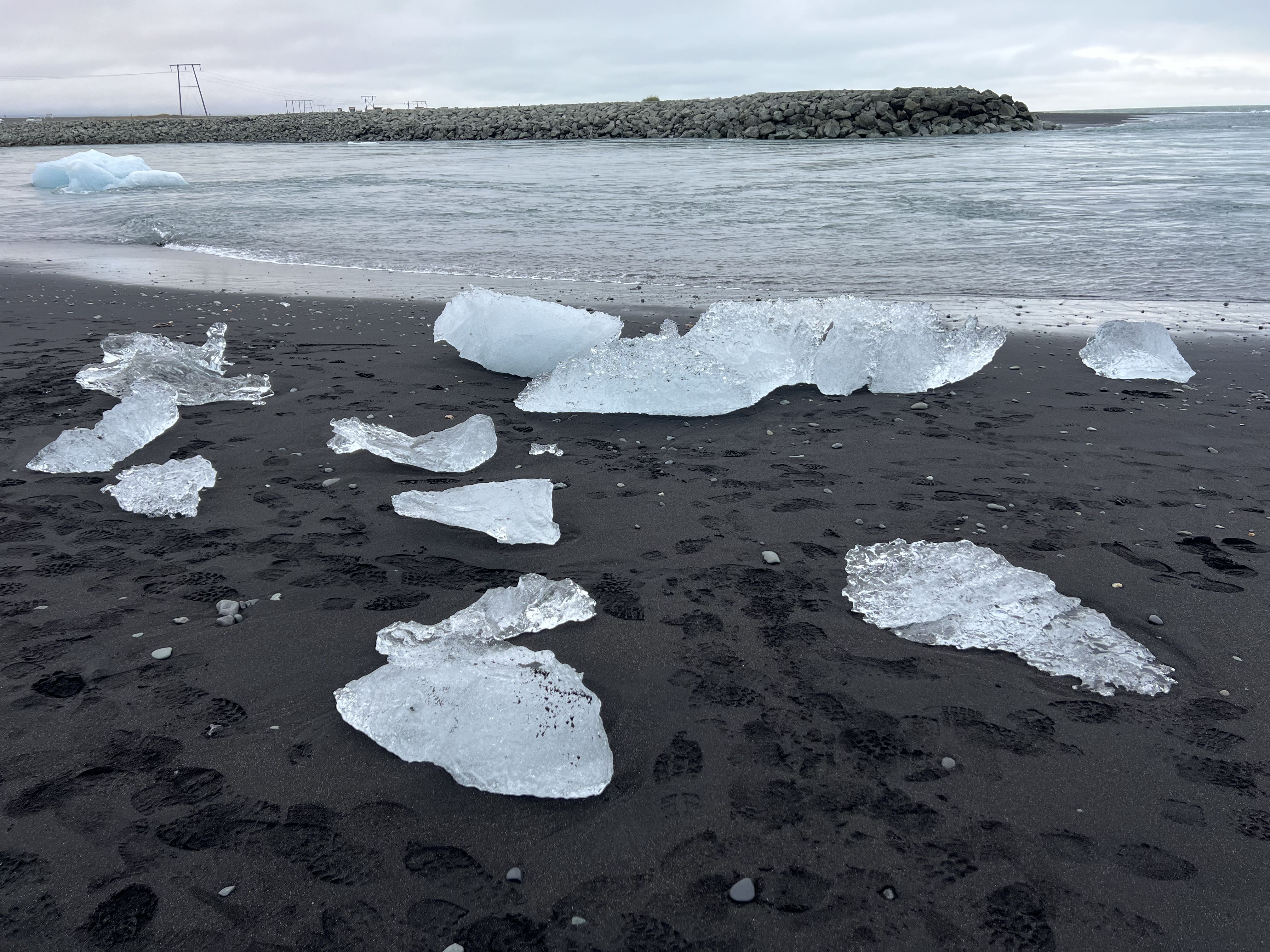 Chunks of glacial ice on Diamond Beach