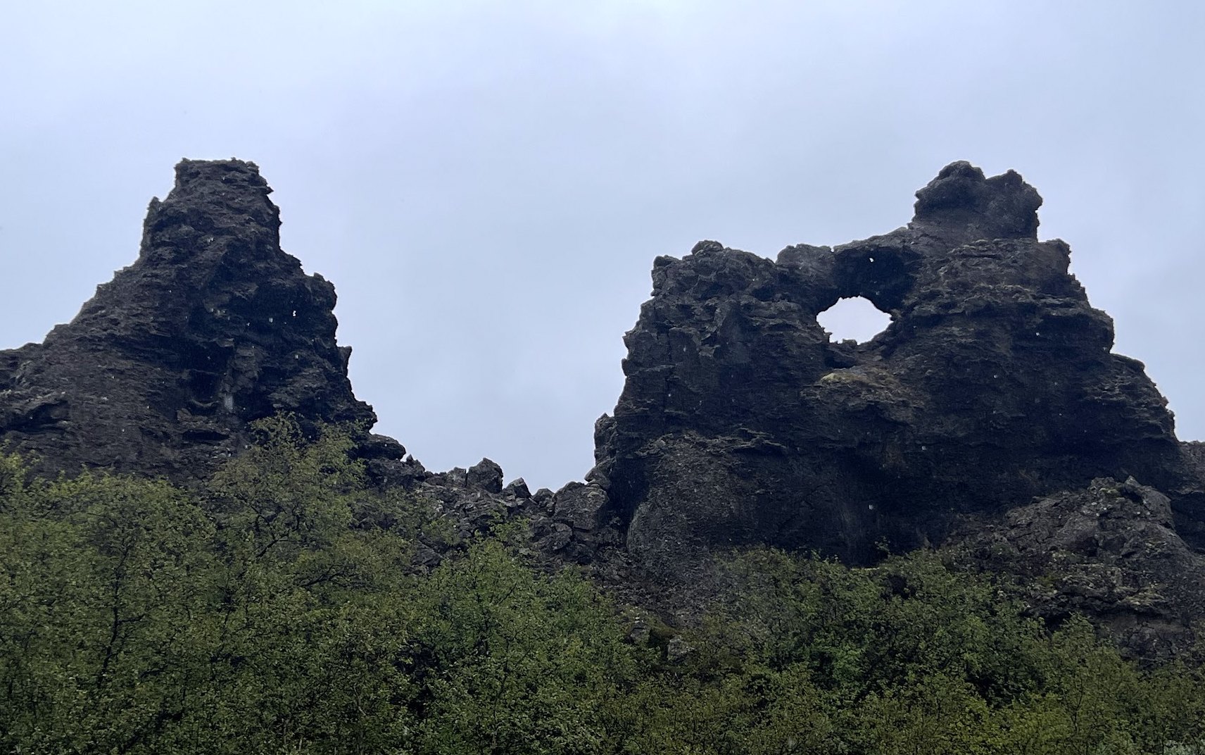 Dark lava formations at Dimmuborgir near Lake Mývatn