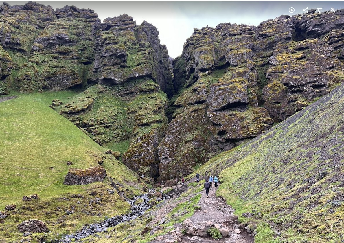 Narrow Rauðfeldsgjá gorge on the Snæfellsnes Peninsula