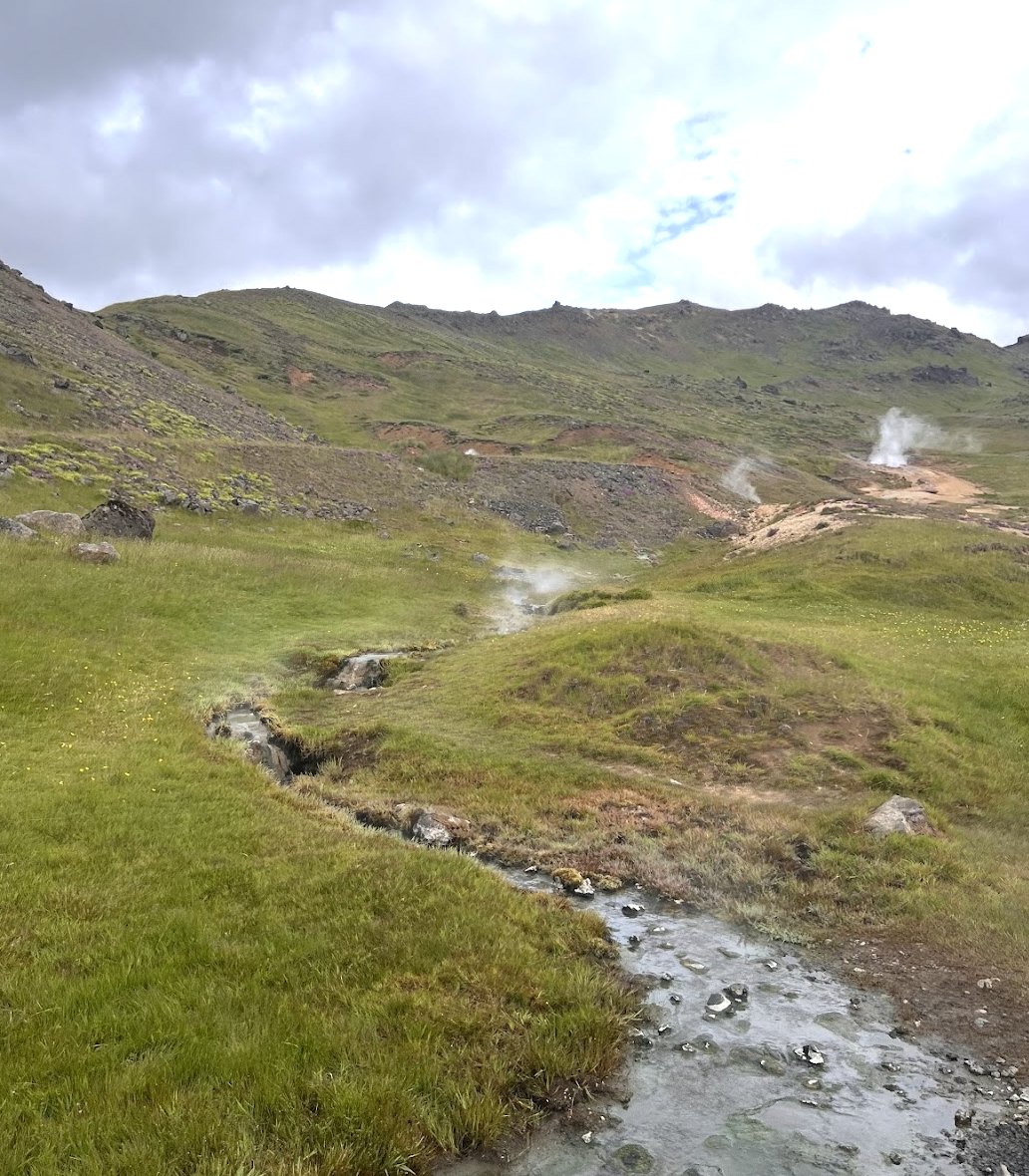 Geothermal valley on the Reykjadalur Thermal River hike