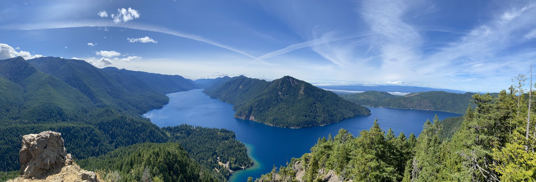 Lake Crescent panorama from high above the lake