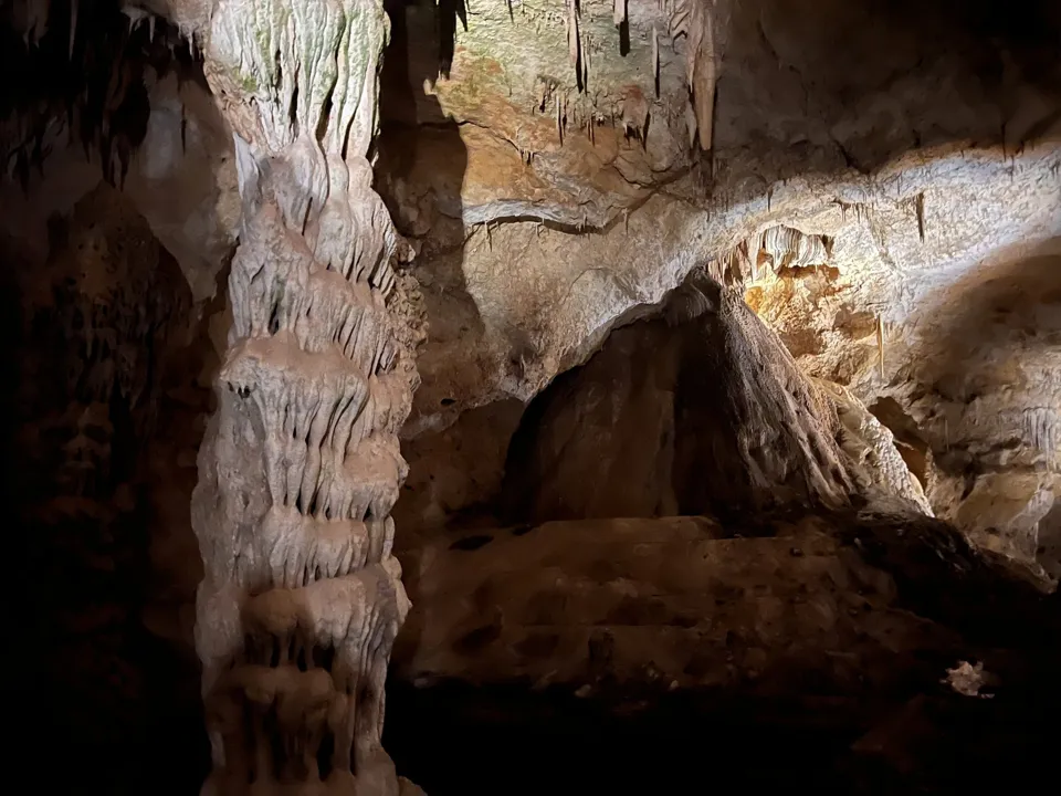 Illuminated formations inside Carlsbad Cavern
