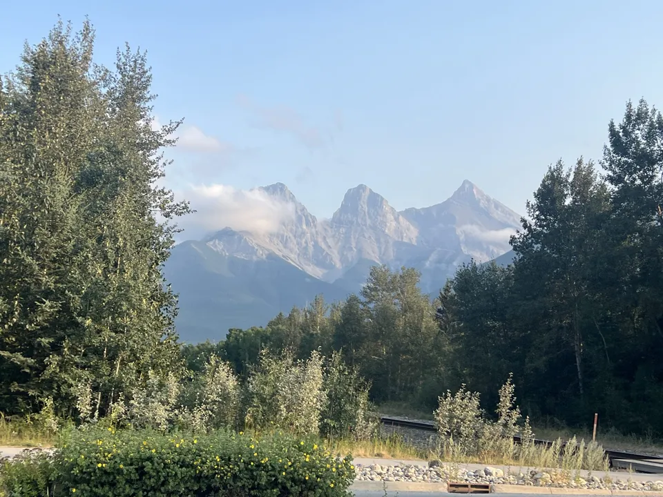 Three Sisters mountain views from Canmore, Alberta