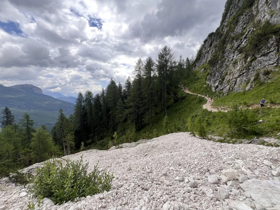 Trail to Lago di Sorapis in the Dolomites