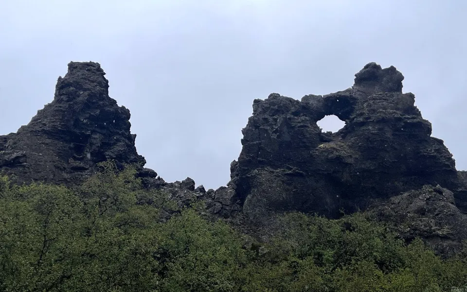 Dark lava formations at Dimmuborgir near Lake Mývatn
