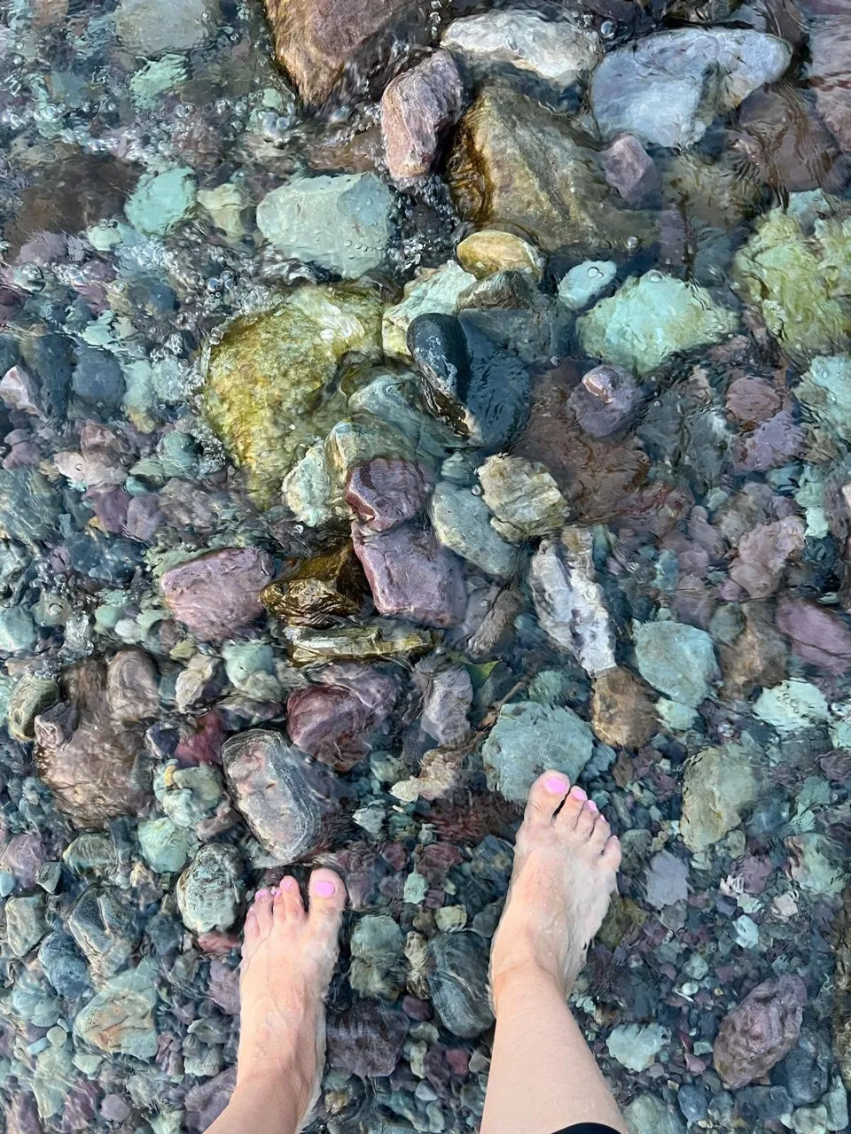 Colorful rocks along Lake McDonald